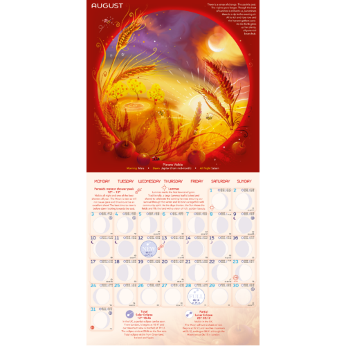 Seasons & Cycles Moon Calendar 2026 August spread